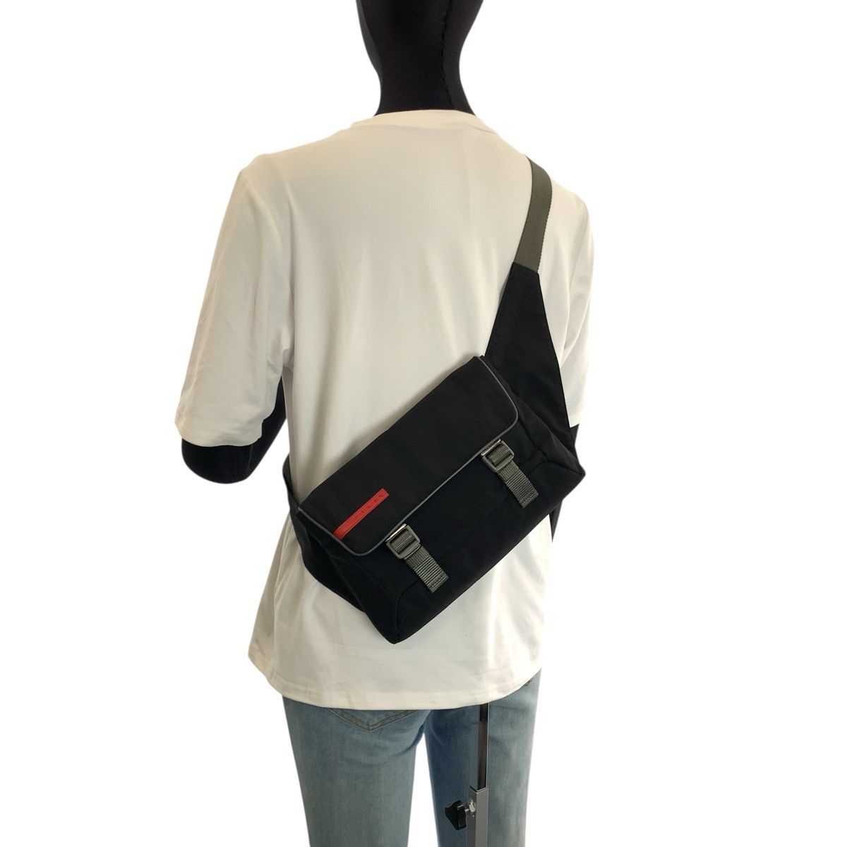 美品 PRADA プラダ プラダスポーツ ブラック グレー シルバー金具 