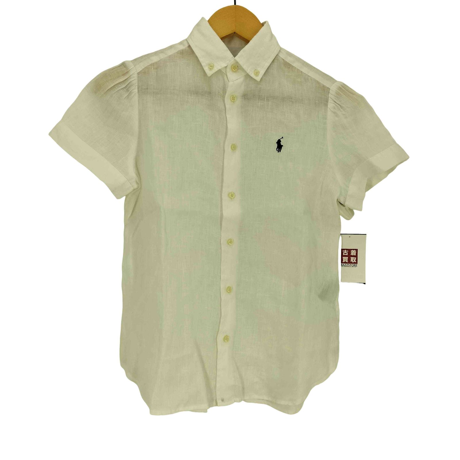 ポロバイラルフローレン Polo by RALPH LAUREN リネン100％ ポニー刺繍 半袖 ボタンダウンシャツ レディース XXS 7,684円
