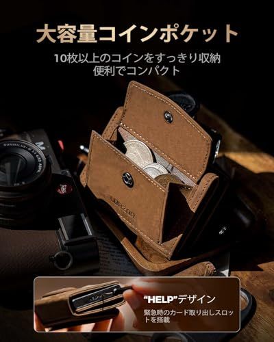 [LORZOR] AirTag 財布 カードケース エアタグ 本革 小銭入れ スマートウォレット カードウォレット クレジットカードケース メンズ スキミング防止 RFID コンパクト 三つ折り 薄型 大容量 AirTag 第2 世代対応送料 bce05e5c