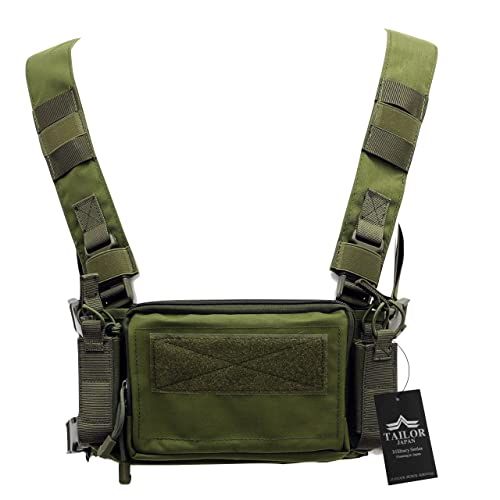 [TAILOR JAPAN] サバゲー チェストリグ 軽量 ライトウェイト タクティカルベスト サバゲーベスト マガジンポーチ 軍規格 コーデュラ CORDURA 500Dナイロン製 OD RG (グリーン)送料無料 0caee200