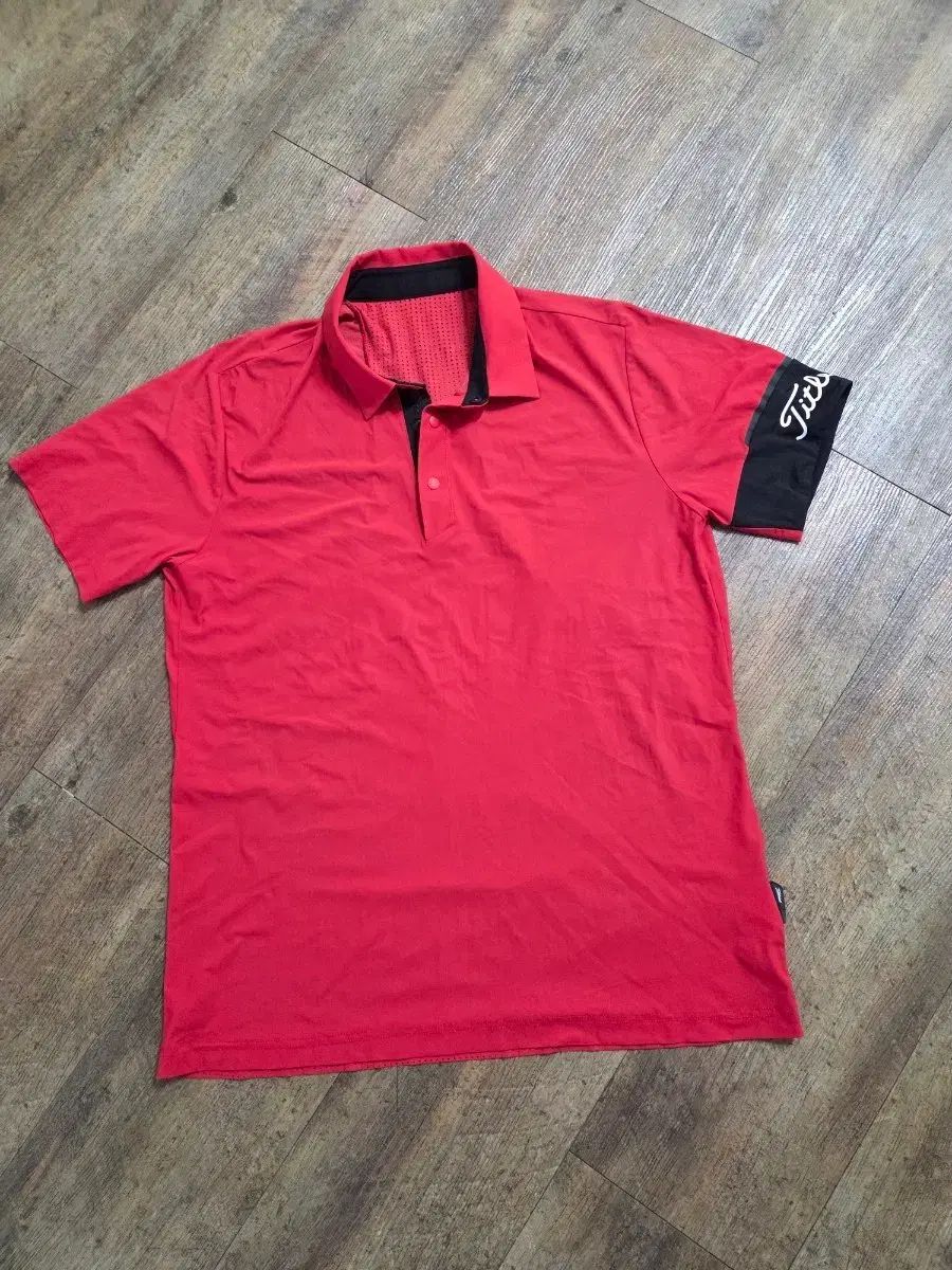 Titleist(タイトリスト) ゴルフ メンズ100 接触冷感メッシュ カラーTシャツ シャツ 赤