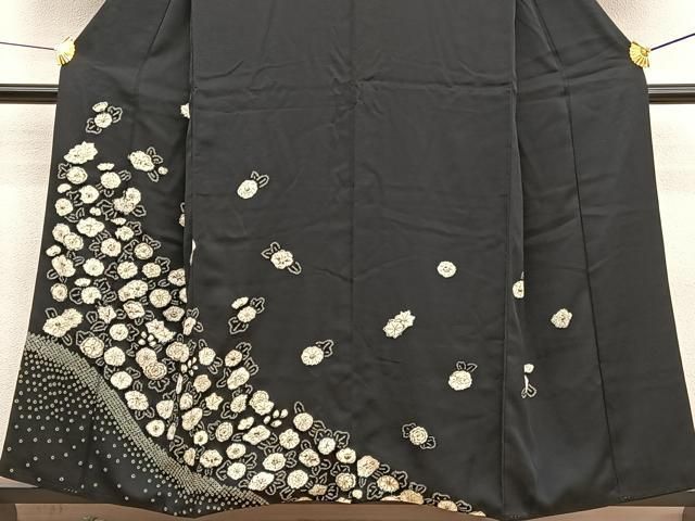 黒地 鷲と花模様 着物 絹製 平和屋着物□訪問着 辻が花 絞り 黒地 正絹 逸品 BAAX2514hv - メルカリ