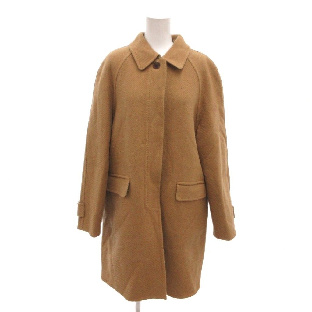 ダックス DAKS 美品 ステンカラーコート 裏地チェック 比翼仕立て ラグランスリーブ 40 ベージュ ウール /MX