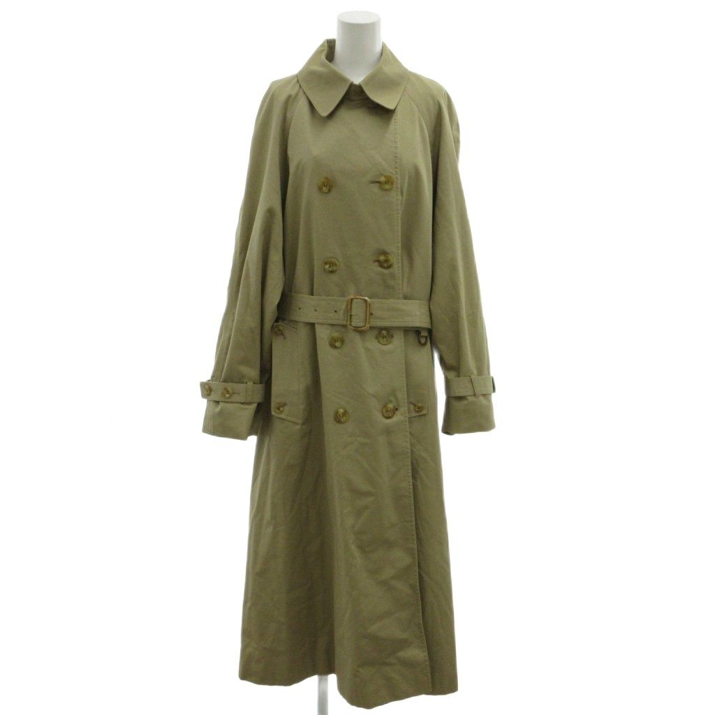 アクアスキュータム AQUASCUTUM トレンチコート ロング丈 ベルト付き ラグランスリーブ タータンチェック柄裏地 ベージュ /YF ■ECG006