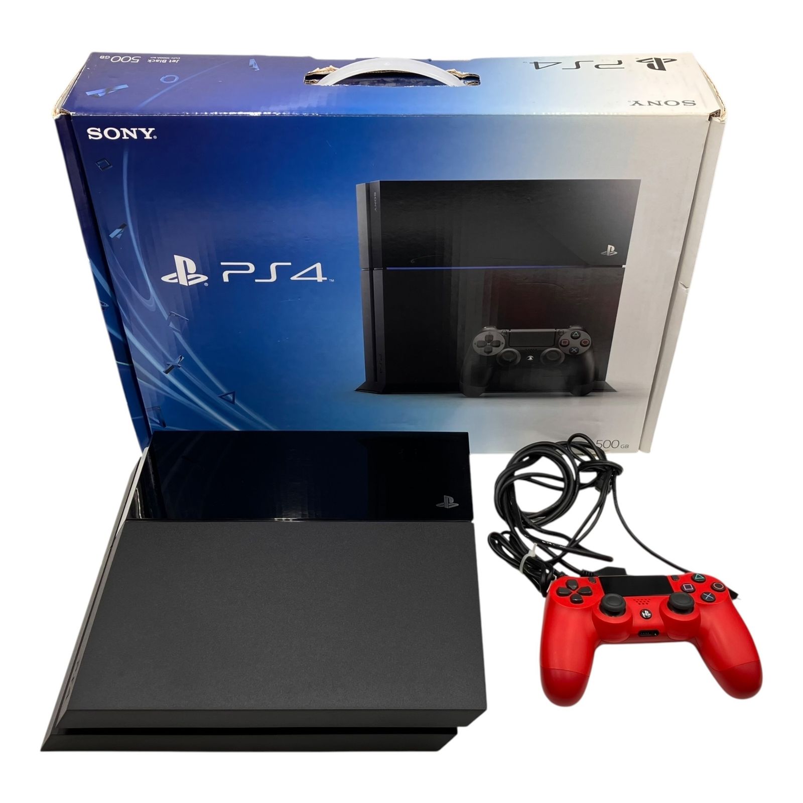 □SONY PlayStation4 PS4 CUH-1000A 500GB 本体 コントローラー レッド 