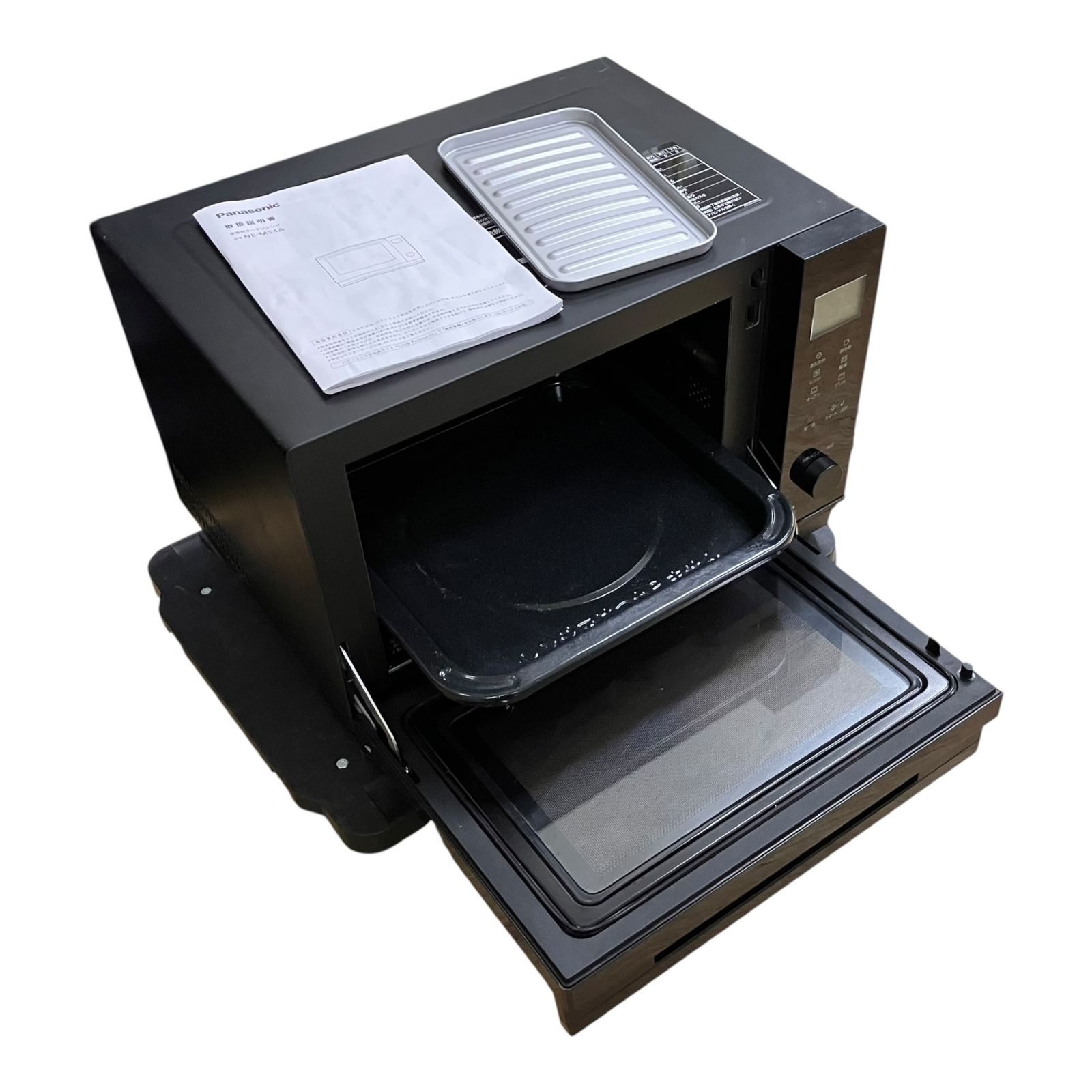 ■Panasonic オーブンレンジ NE-MS4A-K 2023年製 ブラック 電子レンジ フラットテーブル 角皿 焼き網 取扱説明書付 動作確認済み2624075,2624075