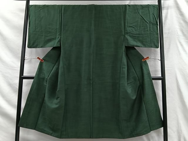 平和屋着物男性 紬 深緑色 正絹 逸品 CABH3368ua-人気の新作