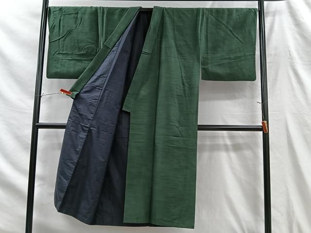 平和屋着物男性 紬 深緑色 正絹 逸品 CABH3368ua-人気の新作