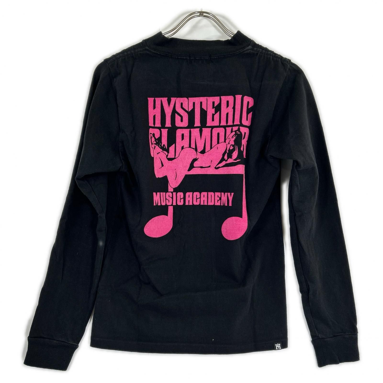 HYSTERIC GLAMOUR 長袖 カットソー ガール ロゴプリント 黒 HYSTERIC GLAMOUR ヒステリックグラマー 0153CL08 ブラック×ピンク