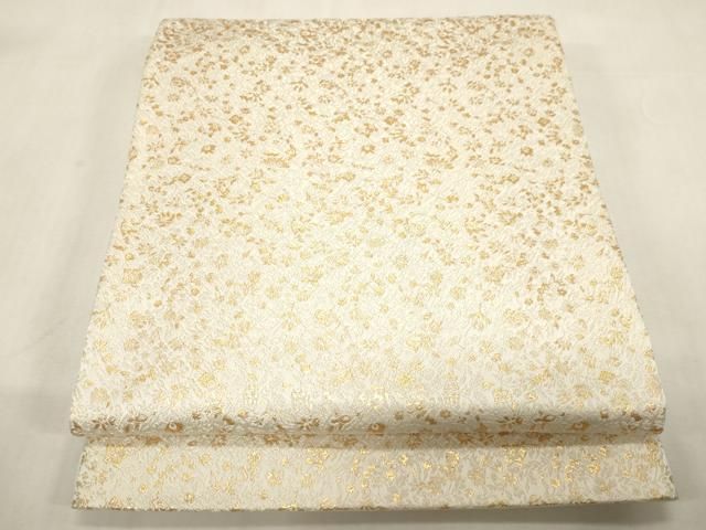 平和屋着物●西陣の名門　加納幸謹製　六通柄袋帯　草花文　金糸　正絹　逸品　CABG2939dy