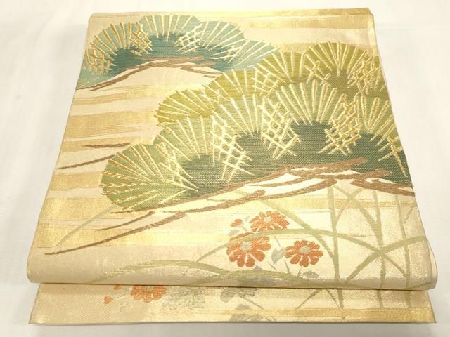平和屋着物●西陣　川島織物　六通柄　本袋帯　松花文　金糸　三越扱い　正絹　逸品　CABG2977dy