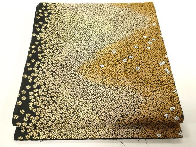 平和屋着物●西陣の老舗アート裕(津村織物)二代目・津村千太郎 　六通柄袋帯　唐織　小桜文　黒地　上代38万　正絹　逸品　CABG2978dy