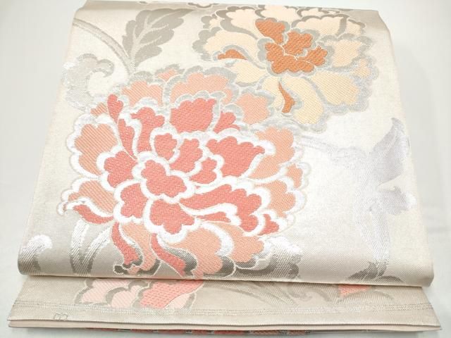 平和屋着物●西陣　川島織物　六通柄　本袋帯　花唐草文　銀糸　正絹　逸品　CABG6157hy