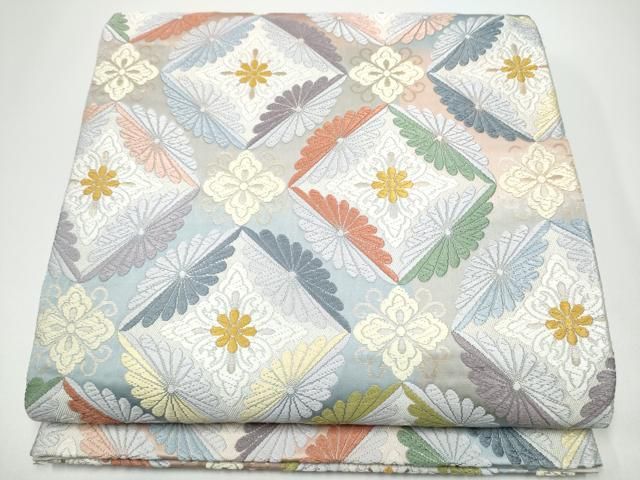 平和屋着物●六通柄袋帯　唐織　七宝花文　金銀糸　正絹　逸品　CABG6195hy