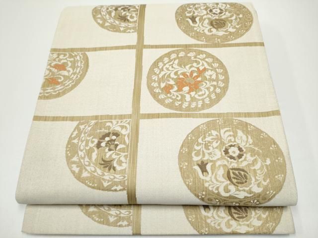 平和屋着物●全通柄袋帯　草花丸文　正絹　逸品　CABG6207hy