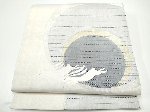 平和屋着物●六通柄袋帯　すくい織　兎丸文　金銀糸　正絹　逸品　CABG6209hy