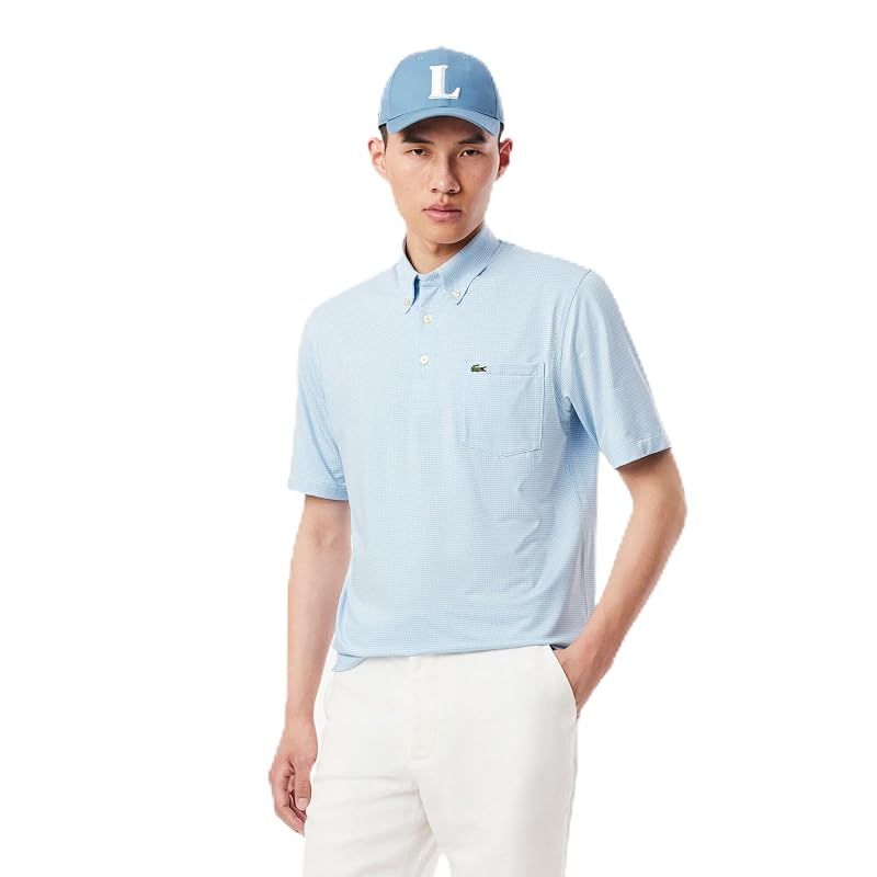 【新品】 LACOSTE(ラコステ) ポロシャツ [公式] 消臭・速乾・UVカットマイクロチェックポロシャツ メンズ PH6364-99 サックスブルー 6