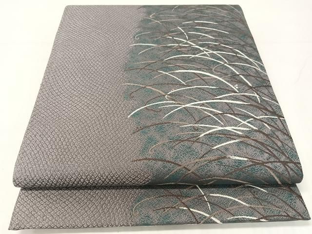 平和屋着物●六通柄袋帯　唐織　芝草文　正絹　逸品　未使用　CABG1952vp