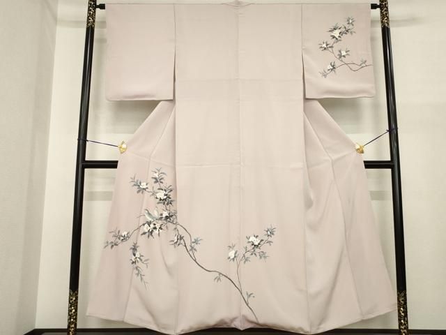 平和屋着物●訪問着　友禅　作家物　花鳥文　正絹　逸品　AABI7598ck