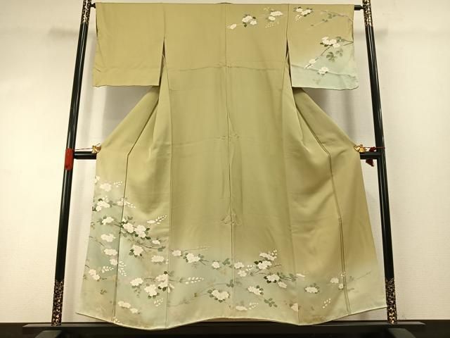 平和屋着物●訪問着　枝花文　暈し染め　正絹　逸品　AABI1984fy