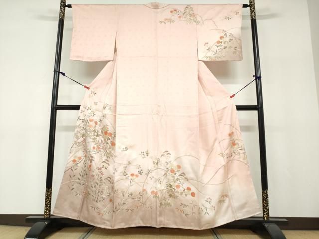 平和屋着物●訪問着　草花文　暈し染め　金彩　正絹　逸品　未使用　DABF1228ud