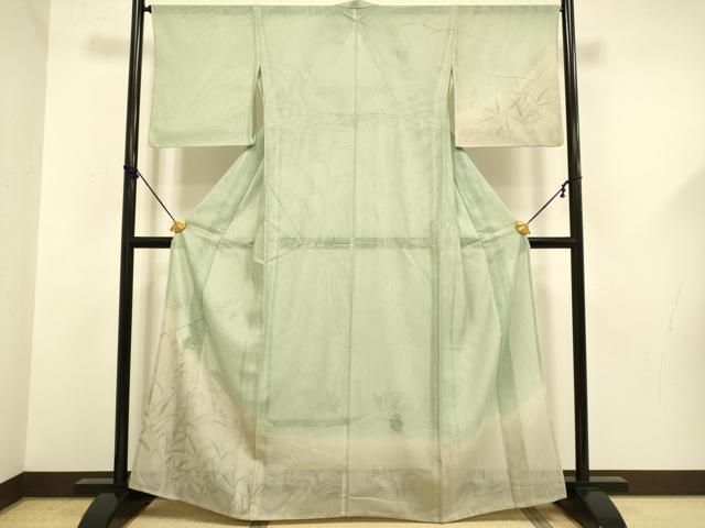 平和屋着物▽訪問着　単衣　無双　紗袷　紗×紗　人物風景文　暈し染め　金銀彩　正絹　逸品　DABF5612du