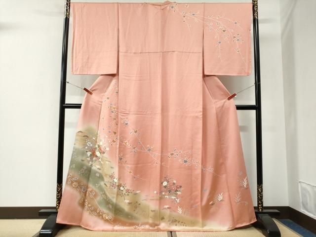 平和屋着物●訪問着　絞り　エ霞花籠文　暈し染め　正絹　逸品　CABG0420yc
