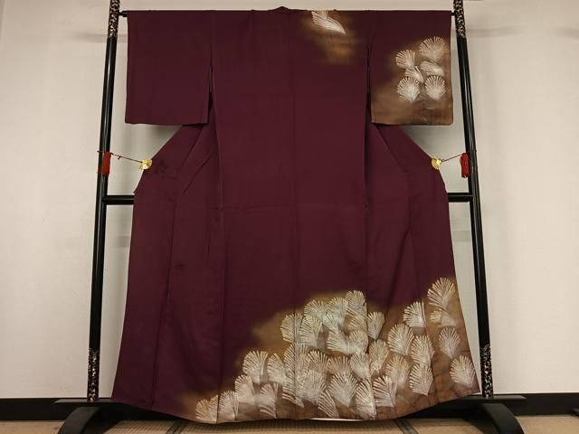 平和屋着物▽訪問着　単衣　すすき　暈し染め　金銀彩　正絹　逸品　AABI9605jh