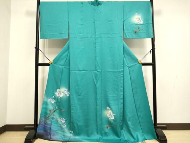 平和屋着物▽訪問着　単衣　草花文　暈し染め　金彩　やまと誂製　ロング丈　正絹　逸品　DABF5787du