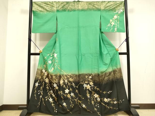 平和屋着物▽訪問着　単衣　枝垂れ桜　金彩　洗える着物　DABF5790du