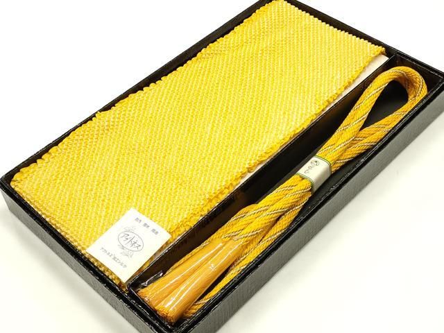 平和屋着物●和装小物　振袖用帯締め・帯揚げセット　総絞り　金糸　撚り房　正絹　逸品　未使用　AABI8749ay