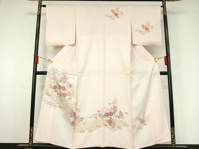 平和屋着物▽訪問着　単衣　吉祥花文　金銀彩　正絹　逸品　AABJ1545jh