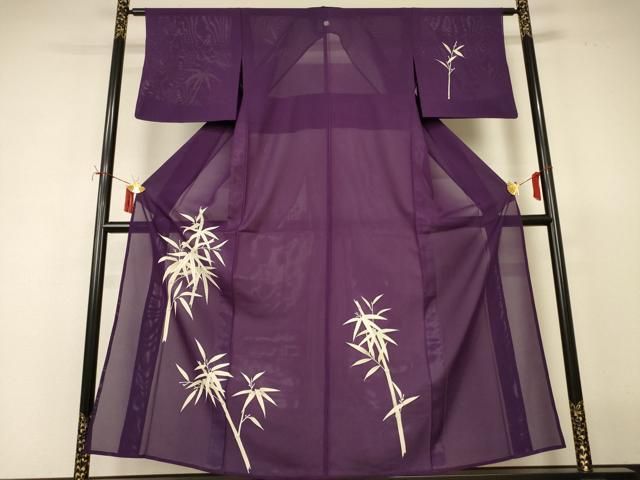 平和屋着物＊夏物　訪問着　絽　手描き　笹竹文　正絹　逸品　AABI9961jd
