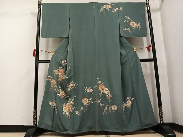 平和屋着物●訪問着 雪輪草花文 金彩 正絹 逸品 AABJ1310ph