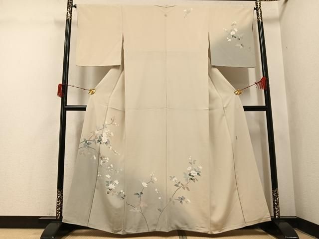 平和屋着物●訪問着　友禅　作家物　枝花文　暈し染め　正絹　逸品　AABJ1311ph