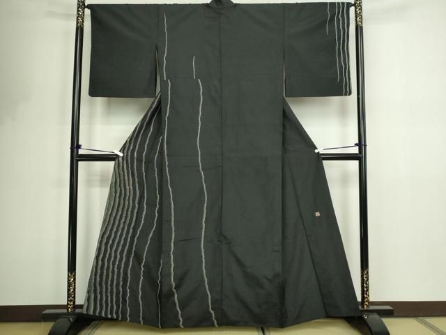 平和屋着物▽訪問着　単衣　紬地　作家物　総刺繍　暈し染め　正絹　逸品　DABF8761sf