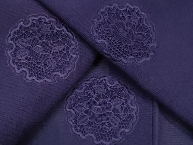 平和屋着物＊中国三大刺繍　スワトウ刺繍　夏物　無地絵羽訪問着　総刺繍　絽　雪輪重ね草花文　青紫色　正絹　逸品　CABG2368ze