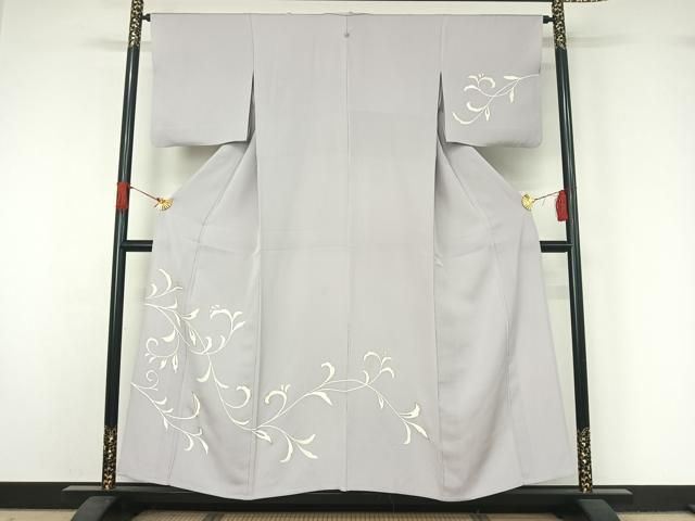 平和屋着物▽訪問着　単衣　草葉文　金彩　正絹　逸品　AABJ1635jh