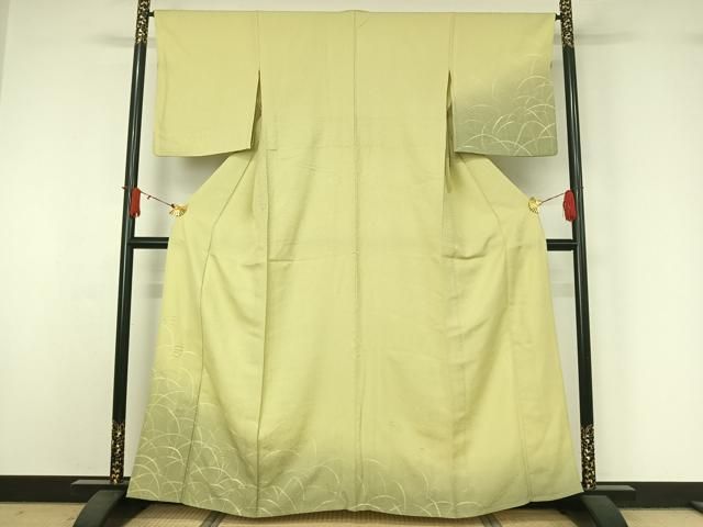 平和屋着物▽訪問着　単衣　刺繍　薄文　暈し染め　金糸　銀彩　正絹　逸品　AABJ1638jh