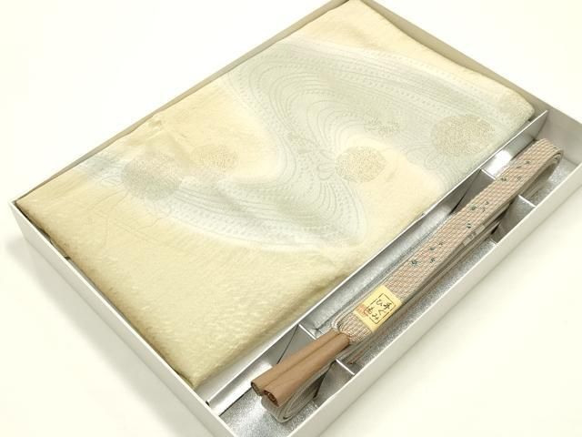 平和屋着物●和装小物　帯締め・帯揚げセット　高麗組　流水文　雪輪　地紋起こし　金糸　逸品　未使用　AABJ0998ay