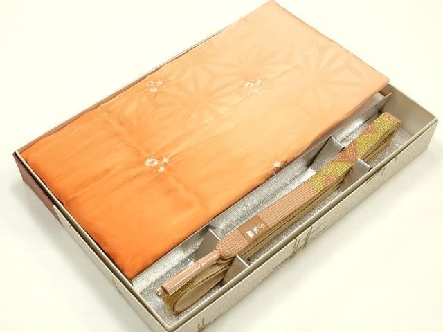 平和屋着物●和装小物　帯締め・帯揚げセット　高麗組 綾出し　絞り　麻の葉模様　暈し染め　金糸　逸品　未使用　AABJ1003ay