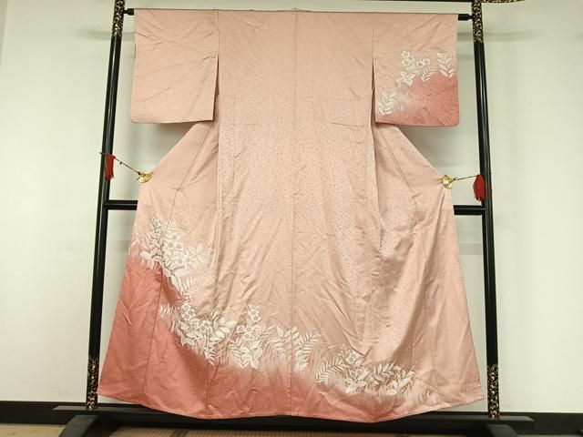 平和屋着物▽訪問着　単衣　草花文　暈し染め　正絹　逸品　AABJ1686jh