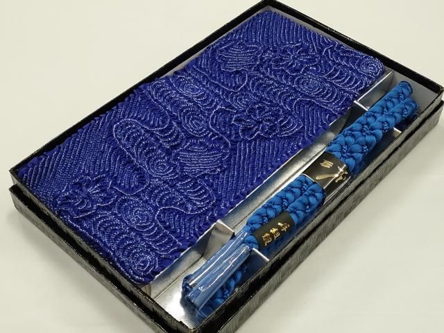 平和屋着物●和装小物　帯締め・帯揚げセット　染色作家 斉藤三才　柄絞り　流水花文　逸品　未使用　AABJ1009ay