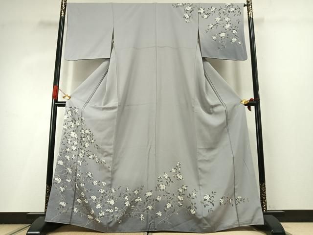 平和屋着物●訪問着　友禅　枝花文　暈し染め　正絹　逸品　AABI9275fy
