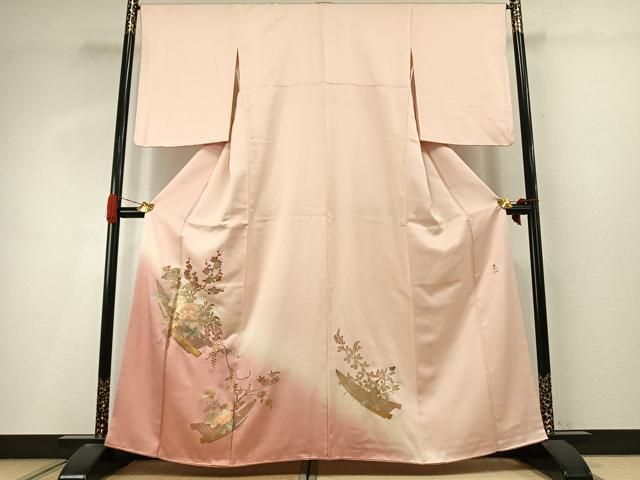 平和屋着物●金彩友禅　卓越技能者・名工・和田光正　訪問着　草花文　暈し染め　金銀彩　正絹　逸品　AABI9277fy