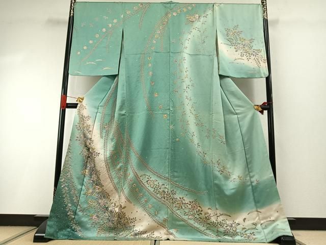 平和屋着物●訪問着　絞り　辻が花　暈し染め　金彩　ロング丈　正絹　逸品　AABI9305fy