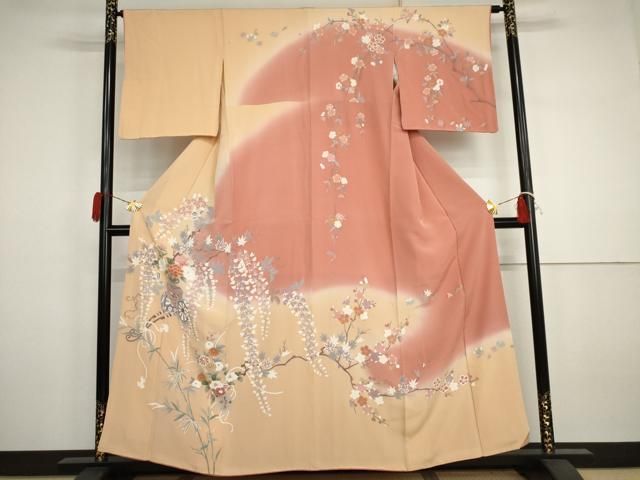 平和屋着物●訪問着　友禅　花車文　暈し染め　正絹　逸品　AABJ3203cs