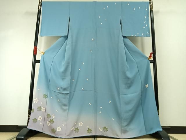 平和屋着物●ろう彩工芸　奥村一心　訪問着　舞桜文　暈し染め　正絹　逸品　AABI9319fy
