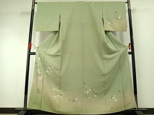 平和屋着物●十日町　名門　滝泰謹製　訪問着　絞り　草花文　暈し染め　金彩　ますいわ屋扱い　正絹　逸品　AABI9335fy