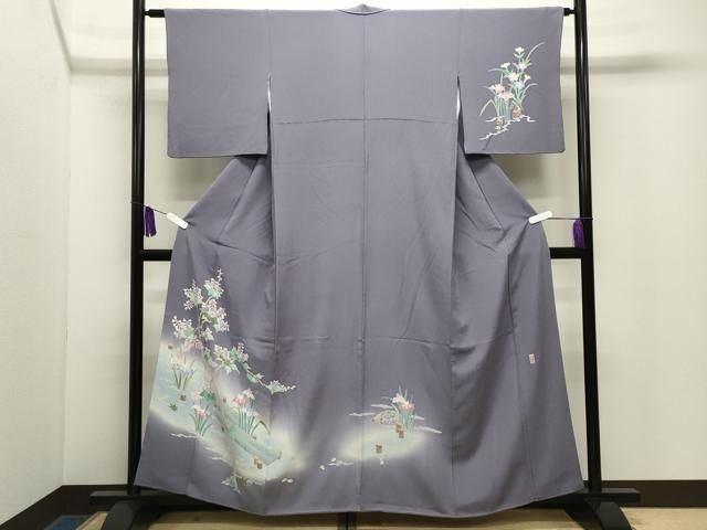 平和屋着物●本加賀友禅作家　岡本幸治　訪問着　渡橋花文　暈し染め　正絹　逸品　CABG4635gh